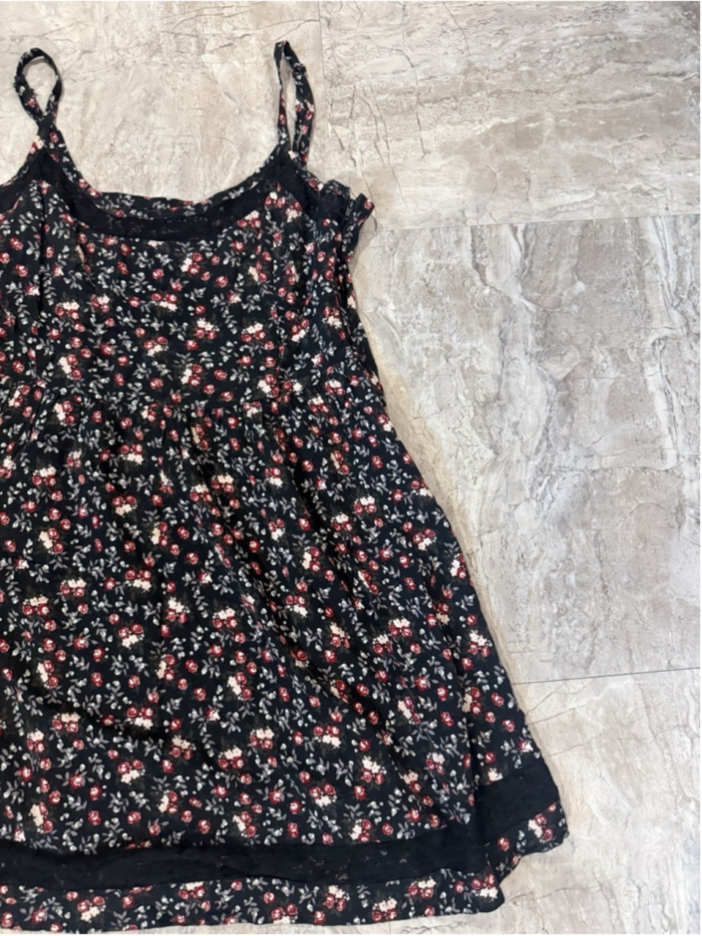 VTG Y2K Hot Topic Floral Skull Lace Flowy Fit & Flare Sun Dress Grunge